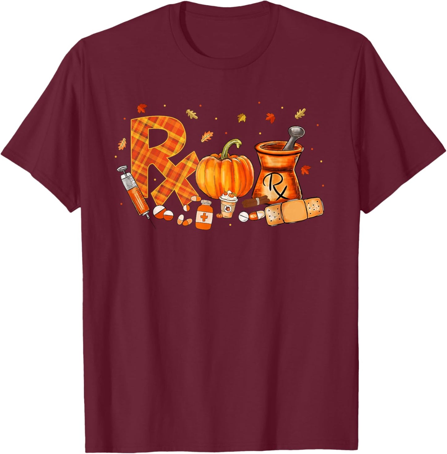 CPhT Pharmacy Technician Fall Autumn Leaves Pumpkin Season T-Shirt - T-Shirt | Maroon