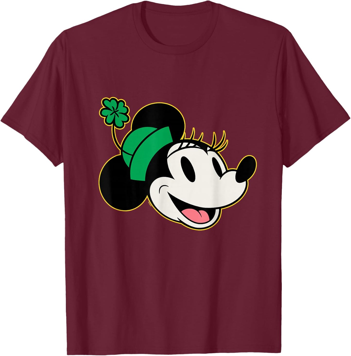 NEW Disney Minnie Mouse St. Patrick's Day Vintage Big Face T-Shirt - T-Shirt | Maroon