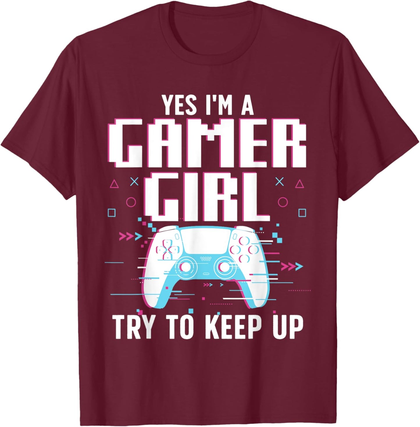 Cool Gamer Girl Girls Kids Gaming Video Game Nerd T-Shirt - T-Shirt | Maroon