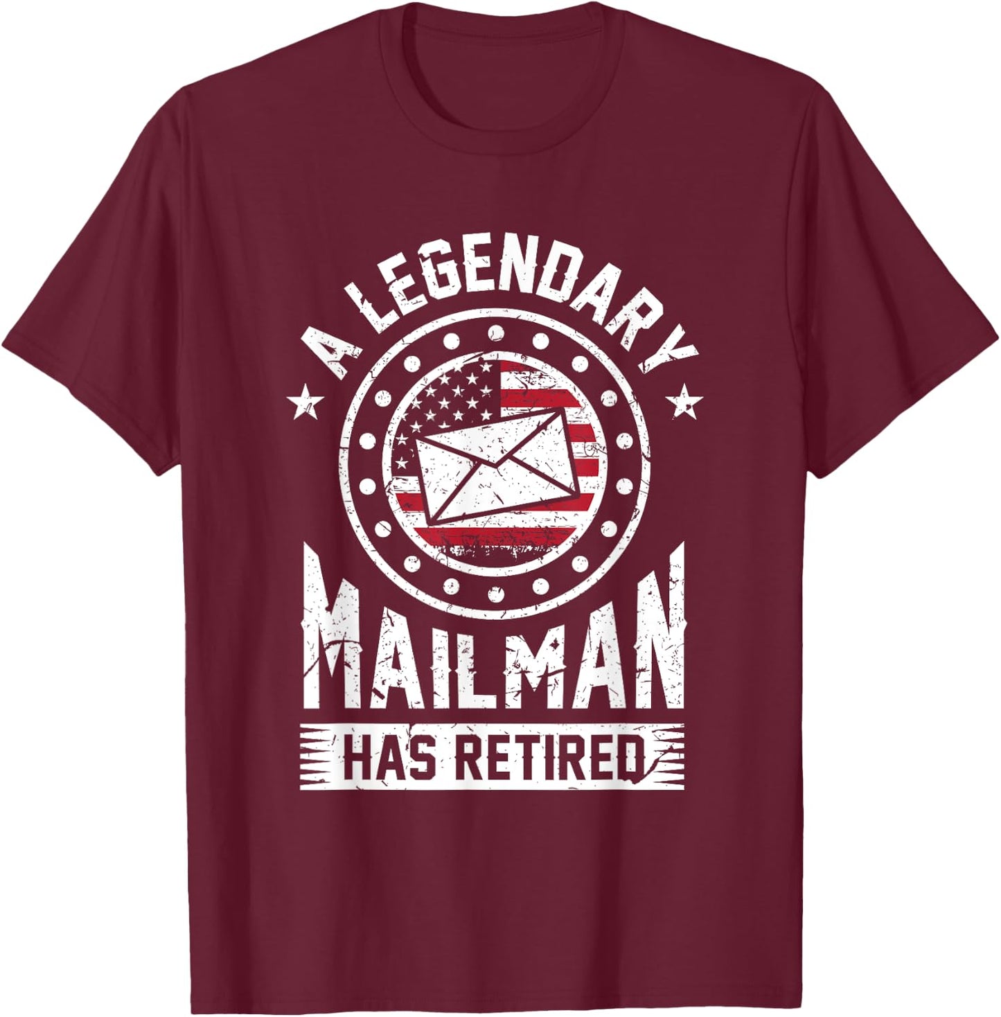 Retired Postal Worker Mailman Postman Post Office Gift T-Shirt - T-Shirt | Maroon