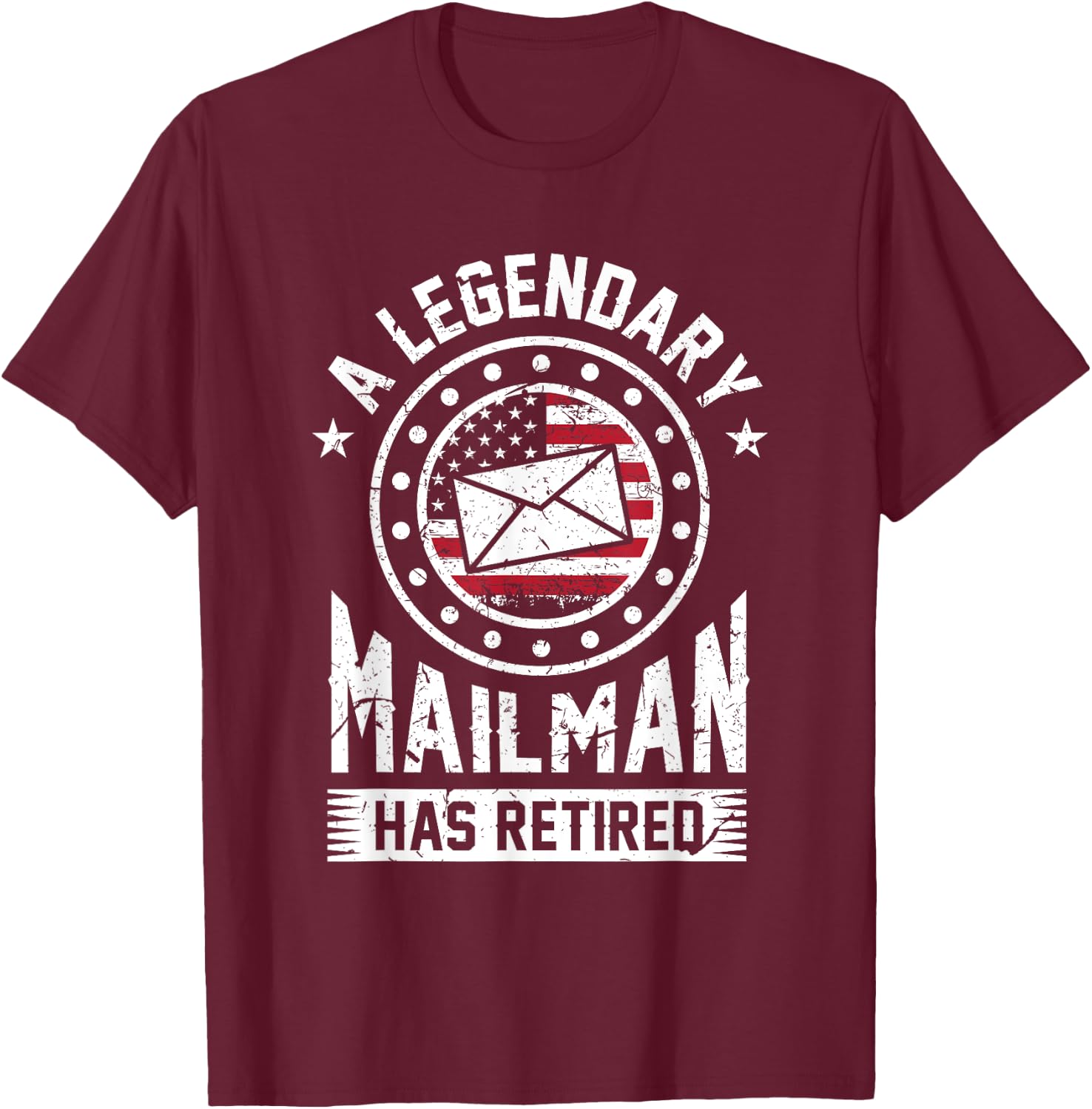 Retired Postal Worker Mailman Postman Post Office Gift T-Shirt - T-Shirt | Maroon