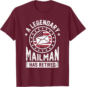 Retired Postal Worker Mailman Postman Post Office Gift T-Shirt - T-Shirt | Maroon