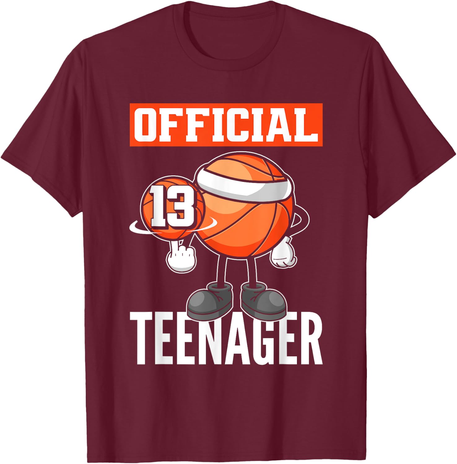 13th Birthday Basketball Player Official 13 Teenager T-Shirt - T-Shirt | Maroon
