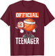 13th Birthday Basketball Player Official 13 Teenager T-Shirt - T-Shirt | Maroon