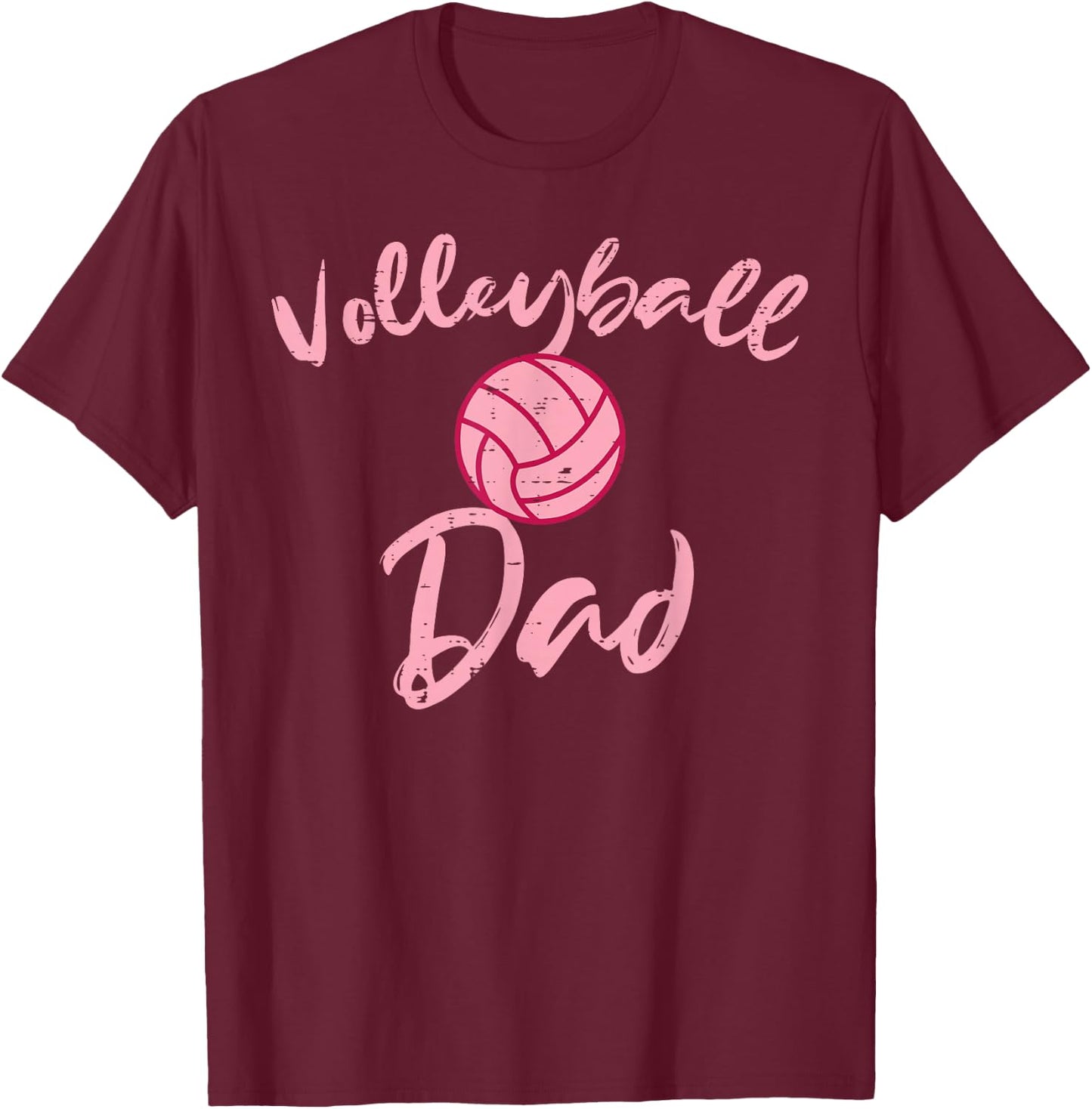 Pink Volleyball Dad Cute Family Matching Daddy Papa Men T-Shirt - T-Shirt | Maroon