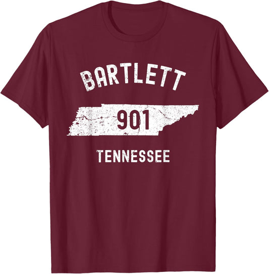 Bartlett Tennessee TN 901 Vintage Athletic Style T-Shirt - T-Shirt | Maroon