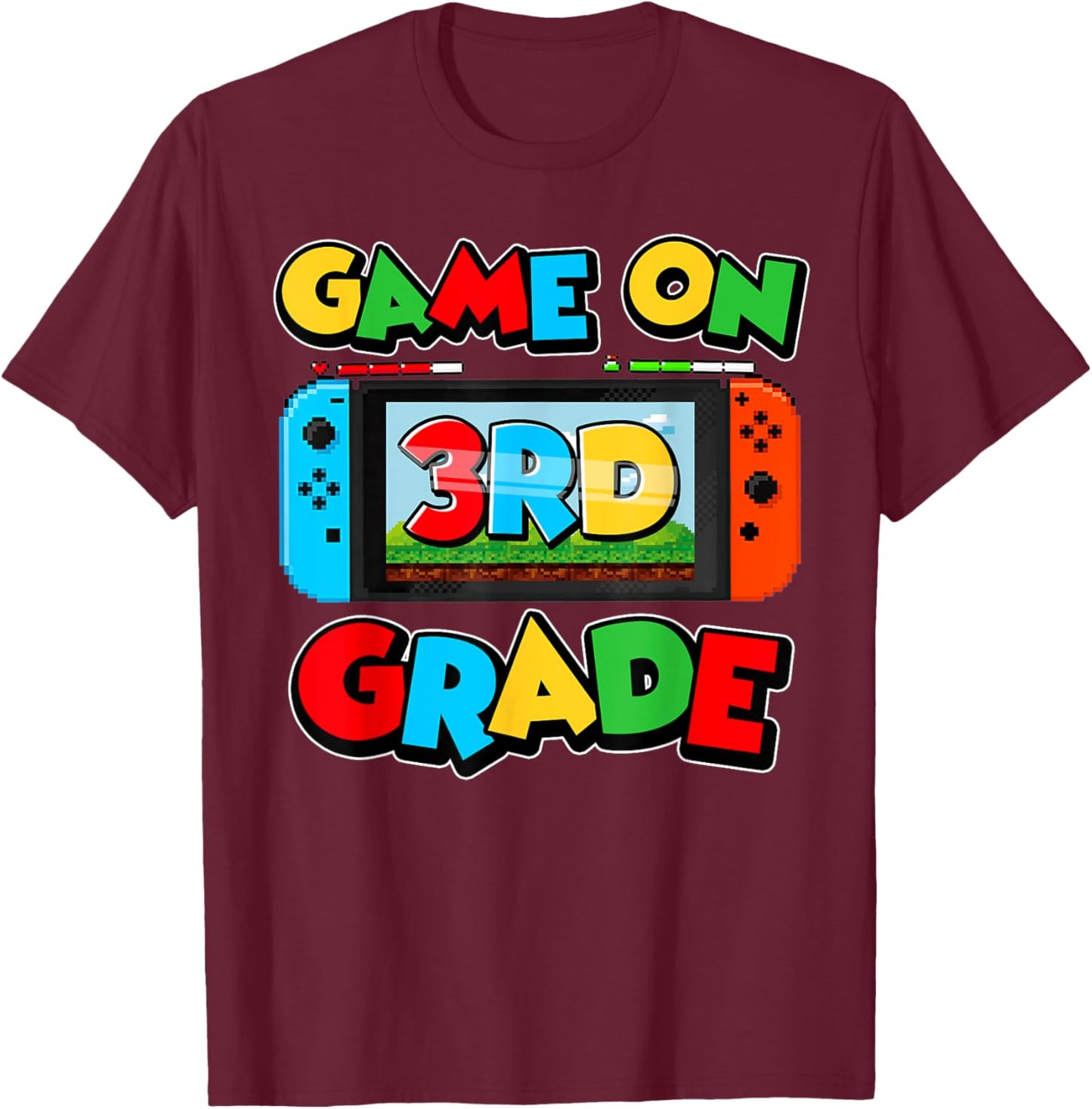 Game On 3rd Grade Back To School Video Gamer Third Grade T-Shirt - T-Shirt | Maroon