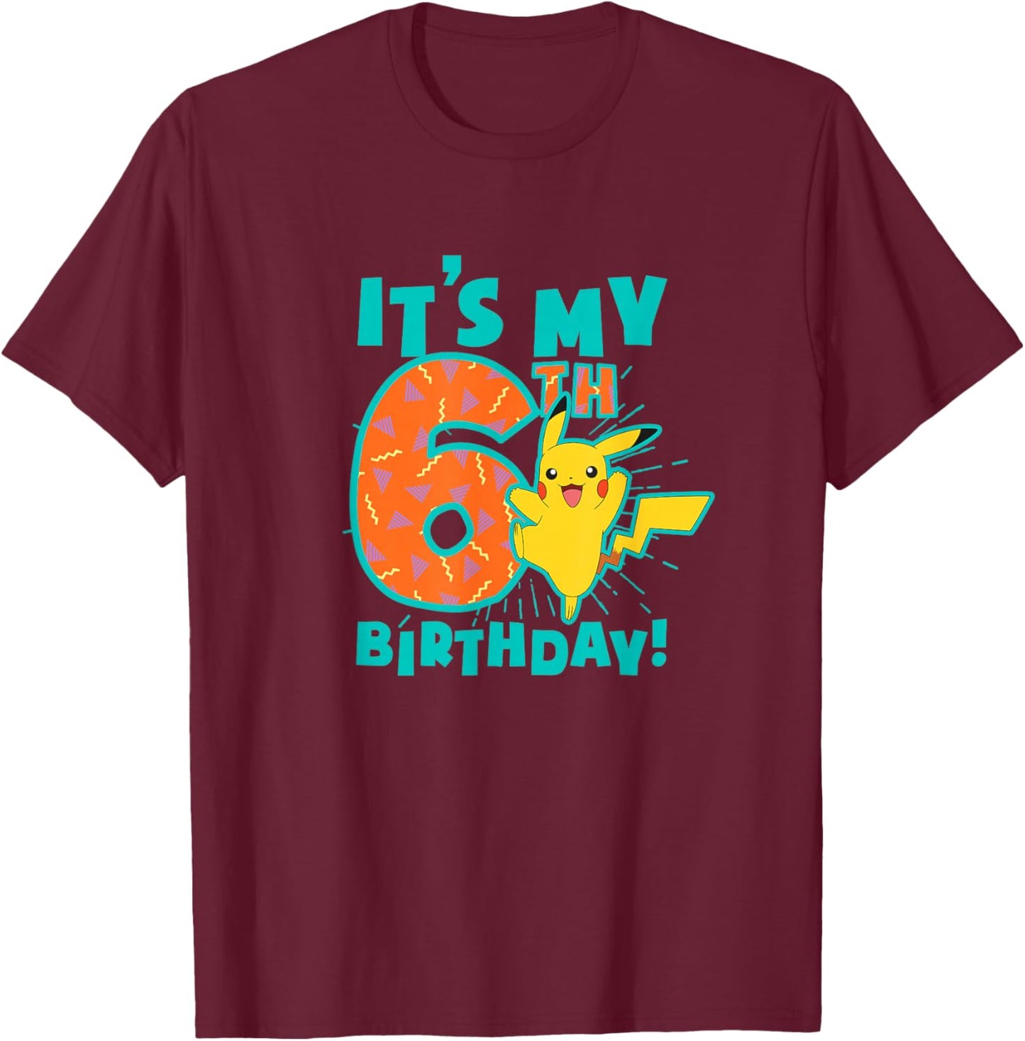 Pokémon Pikachu My Awesome 6th Birthday Cute Celebration T-Shirt - T-Shirt | Maroon
