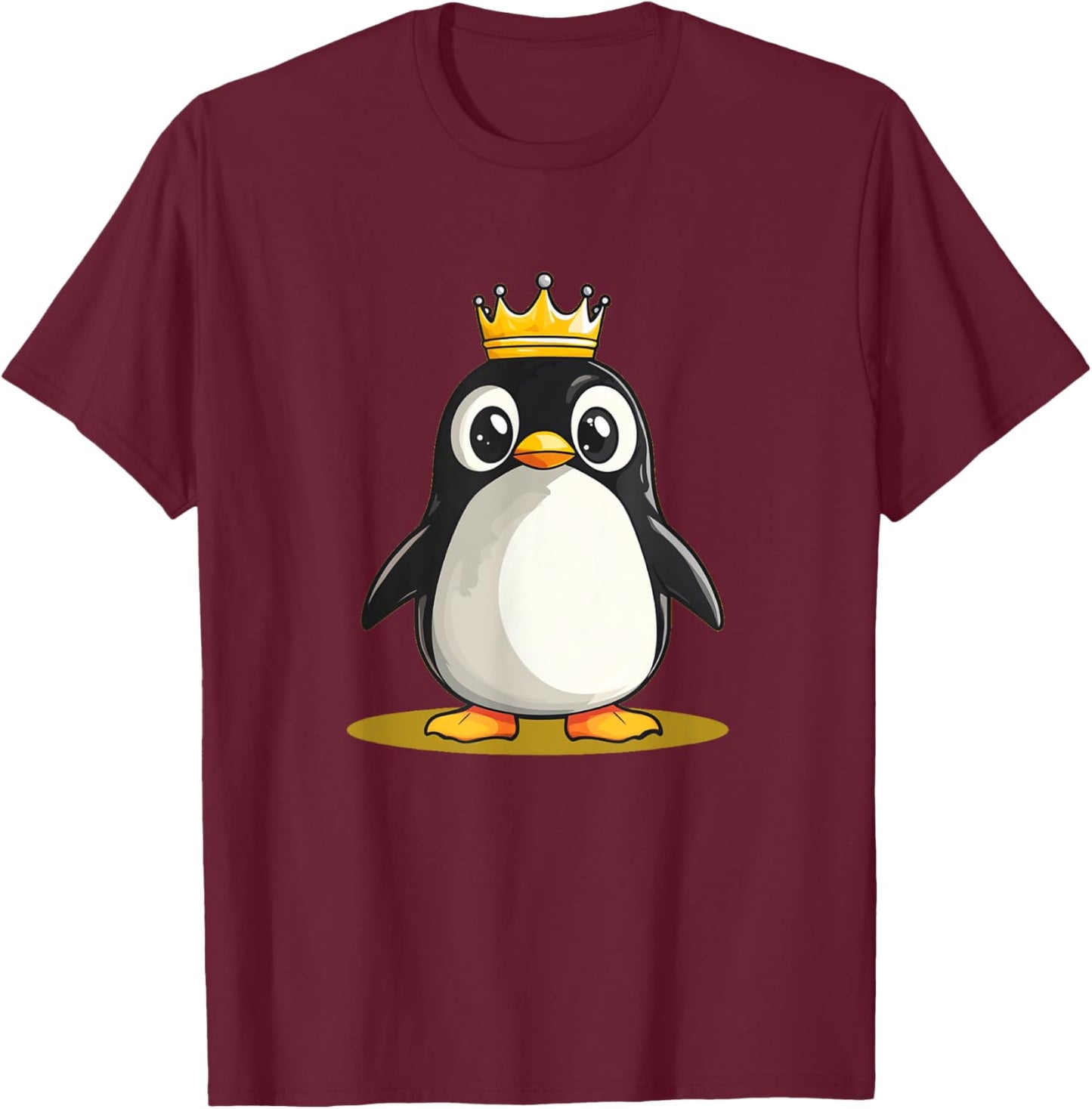 Funny Penguin with Crown for Castle and Kingdom Lovers T-Shirt - T-Shirt | Maroon