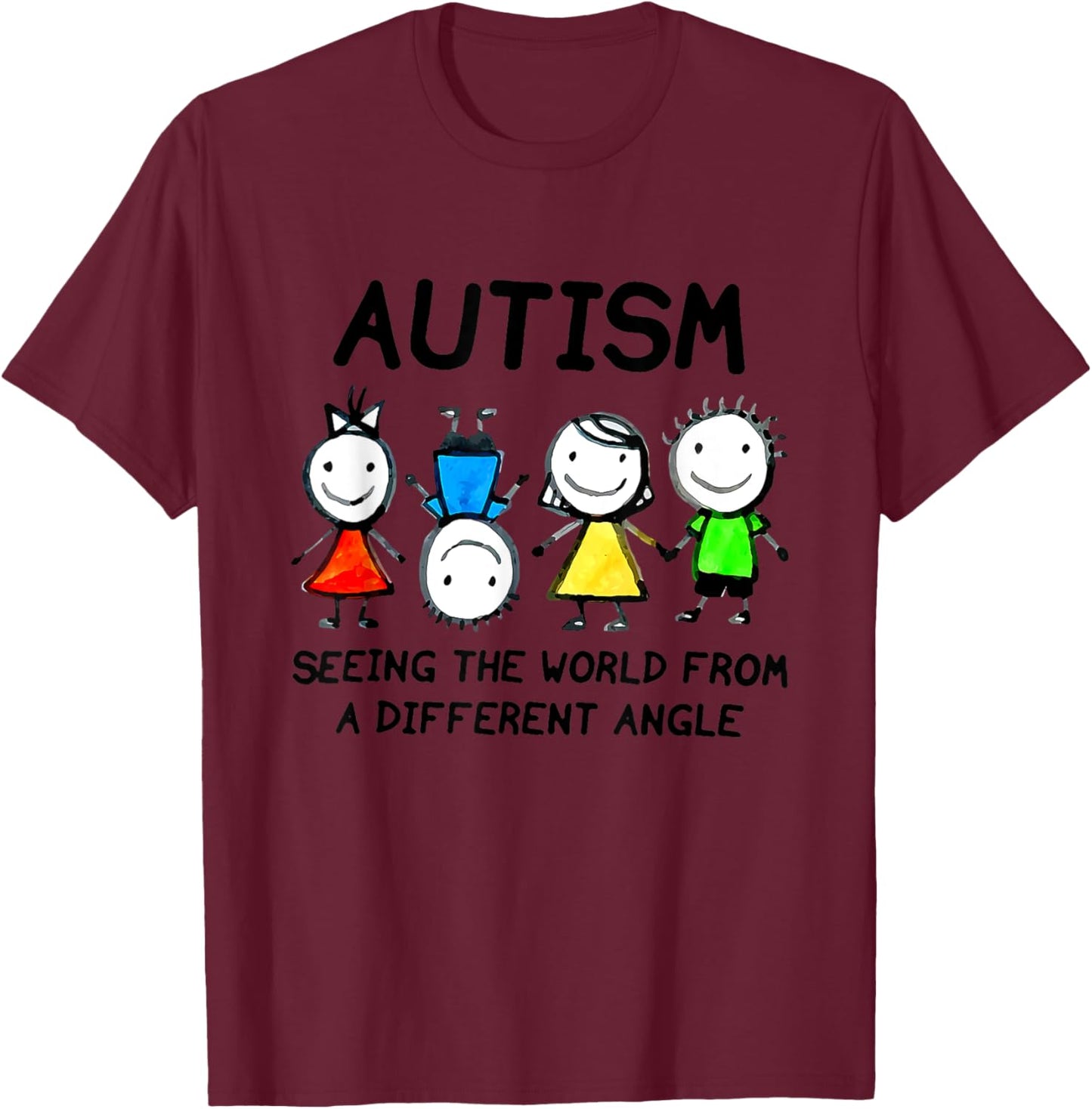 Autism Seeing The World From A Different Angle Autism T-Shirt - T-Shirt | Maroon
