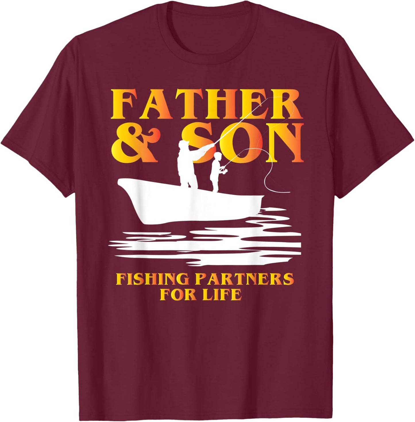 Father and Son Matching Shirts Fishing Partners for Life T-Shirt - T-Shirt | Maroon
