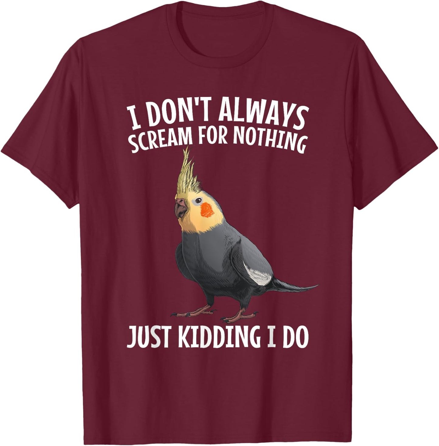 Cute Cockatiel Design Women Kids Quarrion Bird Lover T-Shirt - T-Shirt | Maroon