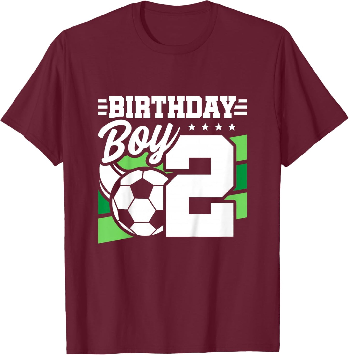 Kids Soccer Birthday Party - 2 Year Old Boy - 2nd Birthday T-Shirt - T-Shirt | Maroon