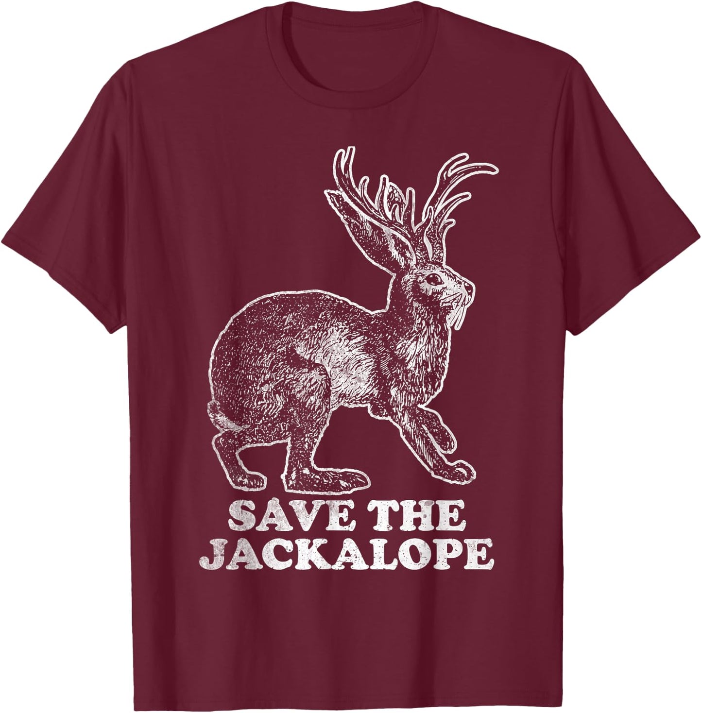 Funny Shirt Save the Jackalope Jack Rabbit Vintage T-Shirt - T-Shirt | Maroon