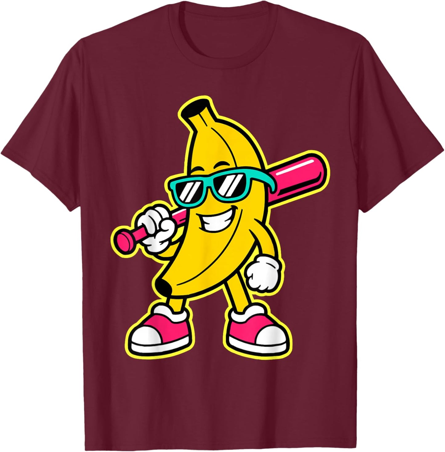 Banana Funny Cartoon Kids Youth Boys Girls T-Shirt - T-Shirt | Maroon