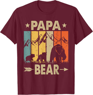 Papa Bear, Father of 2, Dad of two kids, Papa Bear and Cubs T-Shirt - T-Shirt | Maroon