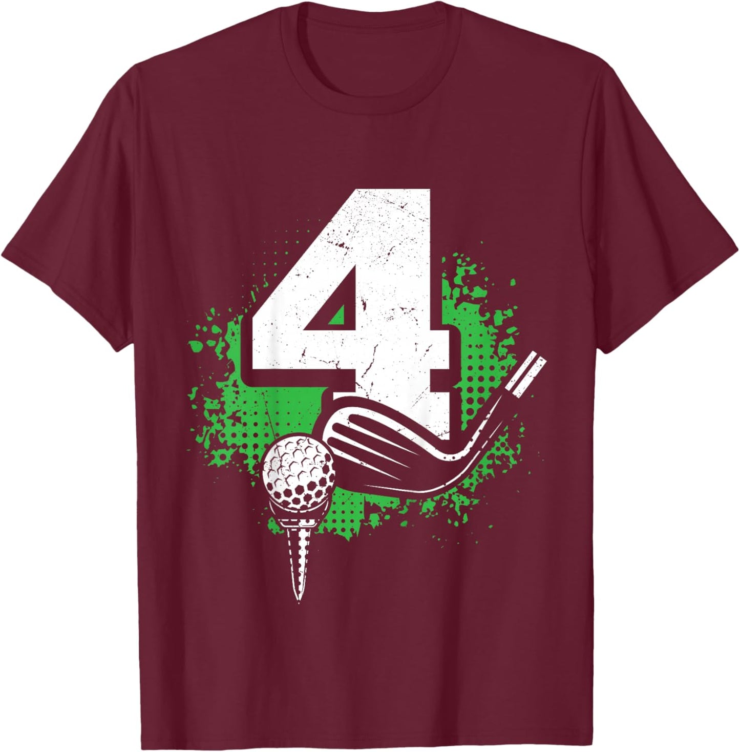 Kids 4th Birthday Boy Golf Player Golf 4 Years Old T-Shirt - T-Shirt | Maroon