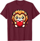 Lion Funny Valentines Heart Lover Men Women Kids T-Shirt - T-Shirt | Maroon