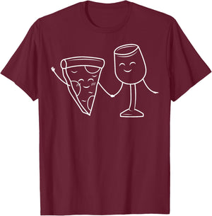 Pizza Piece Wine Glass Italian Kitchen Pizza and Wine T-Shirt - T-Shirt | Maroon
