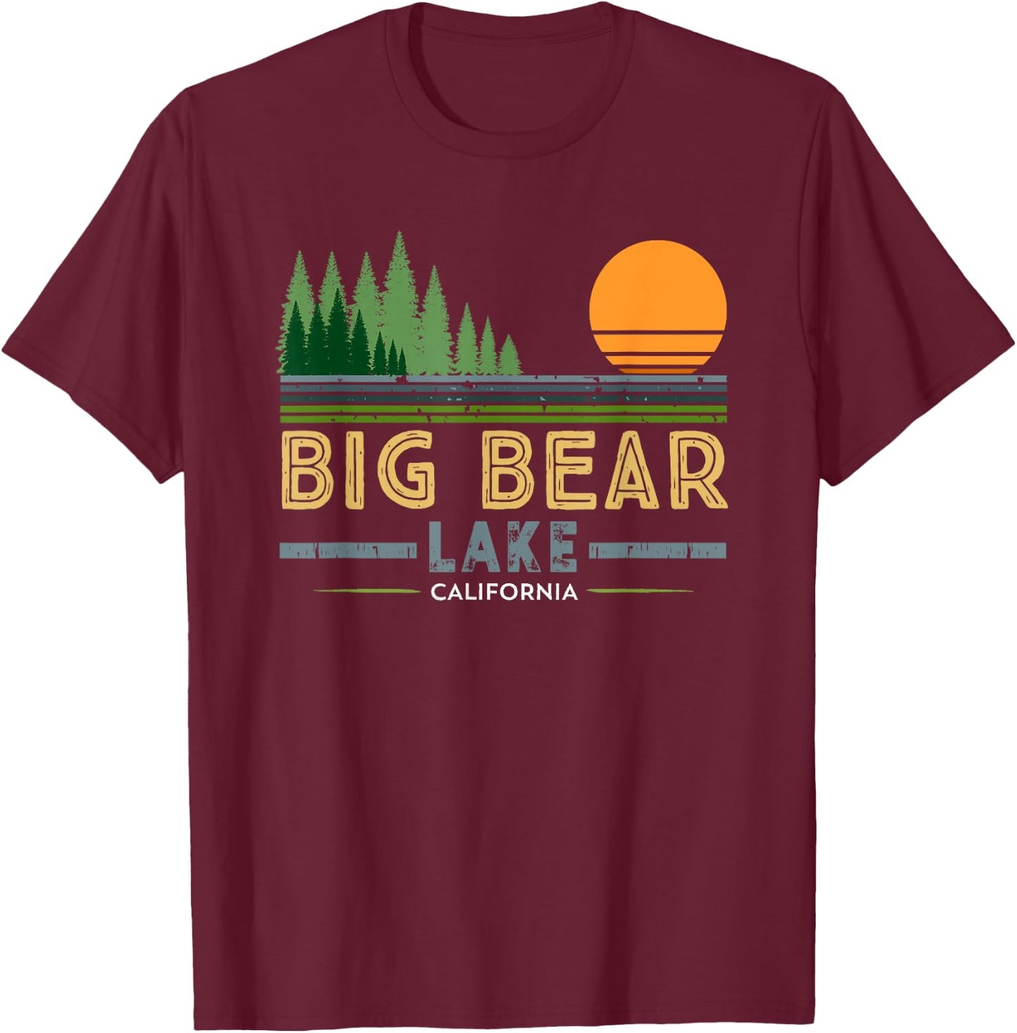 Vintage Big Bear Lake California T-Shirt - T-Shirt | Maroon