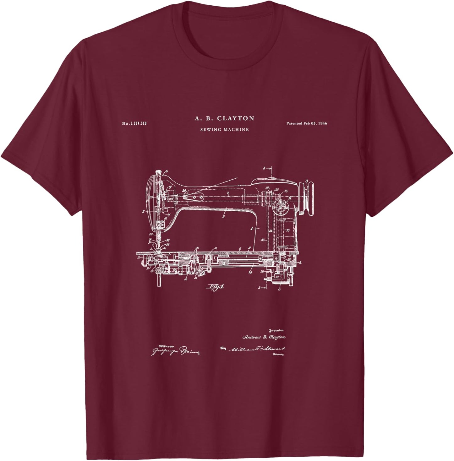 Sewing Machine Patent - sewing T-Shirt - T-Shirt | Maroon
