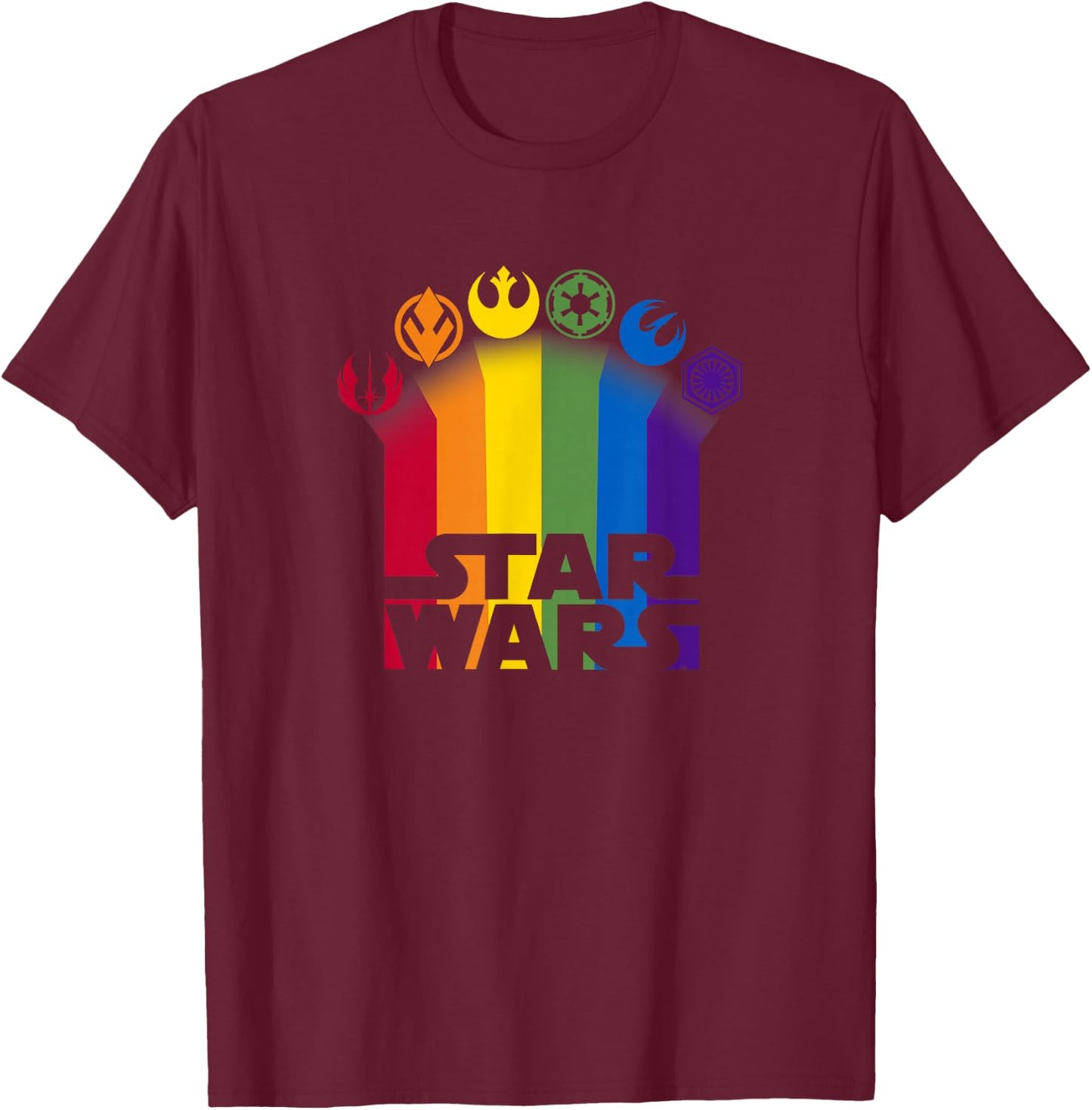 Star Wars Icon Trails Rainbow Logo T-Shirt - T-Shirt | Maroon