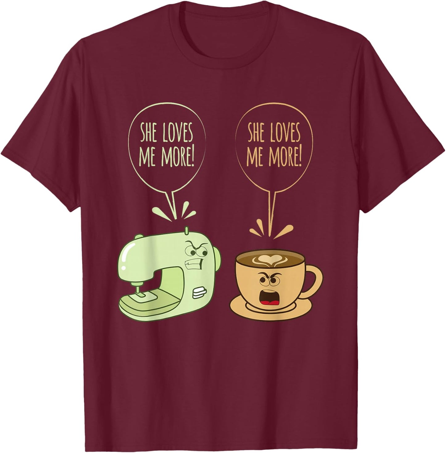 Sewing Machine Coffee Funny Sew Quilting Seamstress Sewer T-Shirt - T-Shirt | Maroon