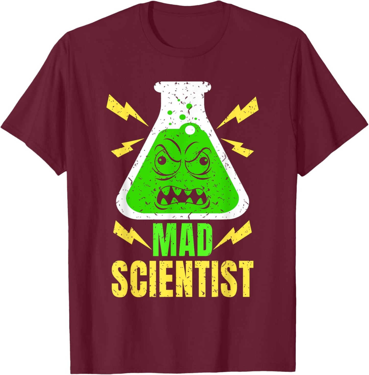 Mad Scientist Shirt Kids Youth Adult Science Teacher Funny T-Shirt - T-Shirt | Maroon