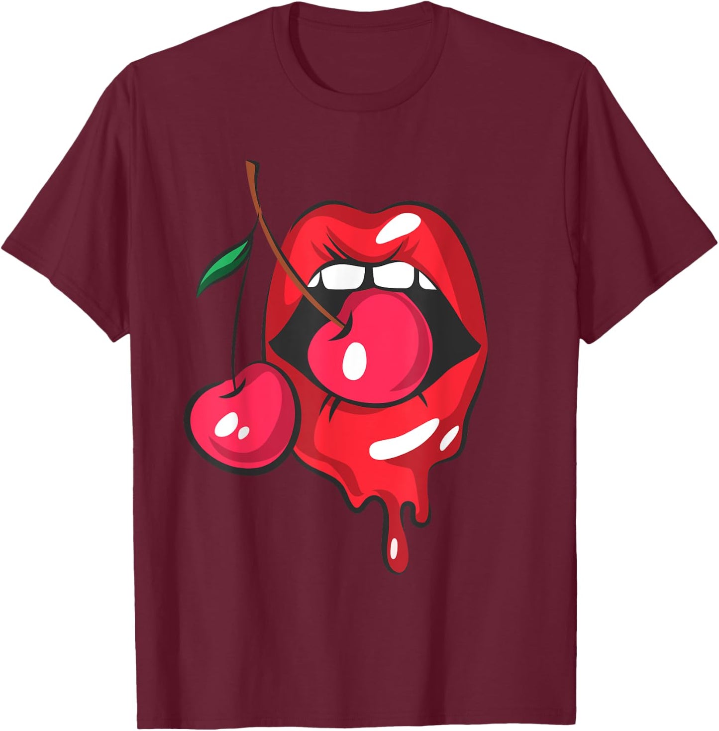 Red lips and cherries sexy trendy vintage retro Gift T-Shirt - T-Shirt | Maroon
