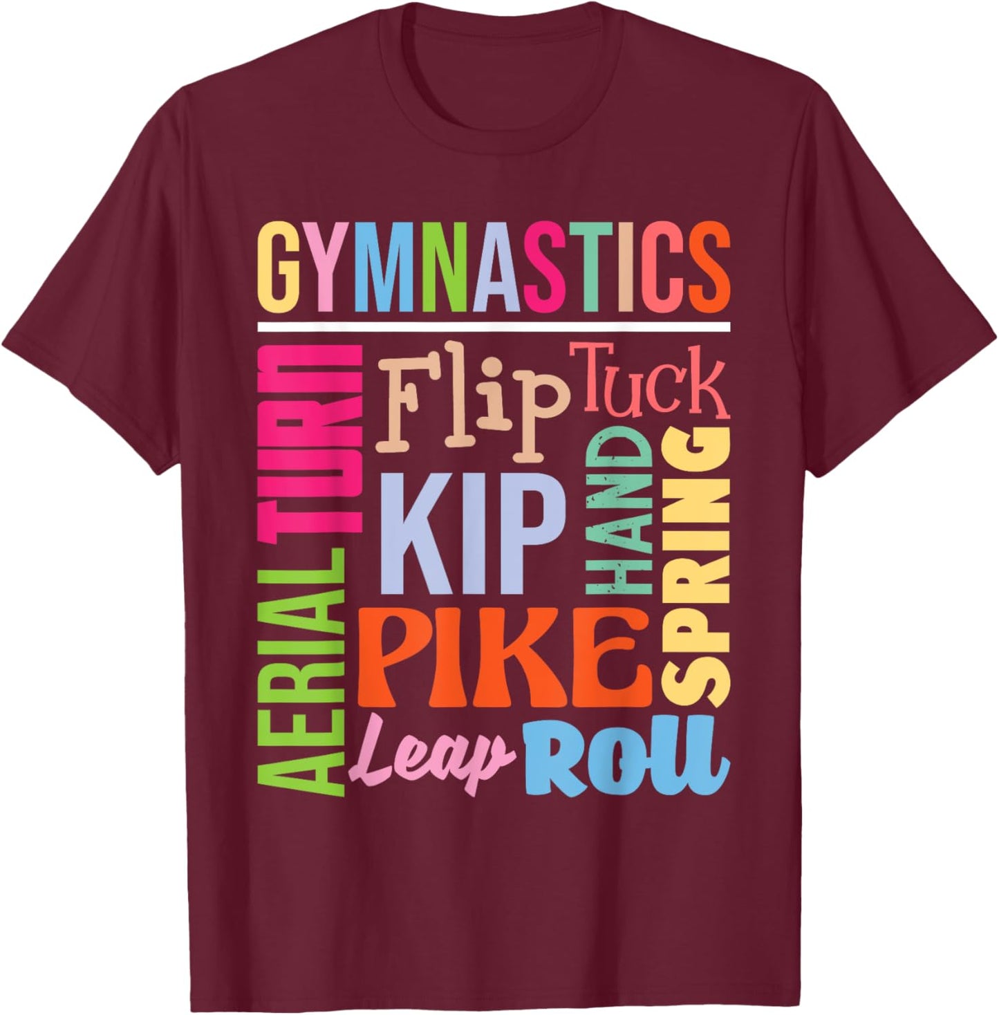 Gymnastics - Handspring Leap Tuck Gymnast Athlete Acrobatics T-Shirt - T-Shirt | Maroon