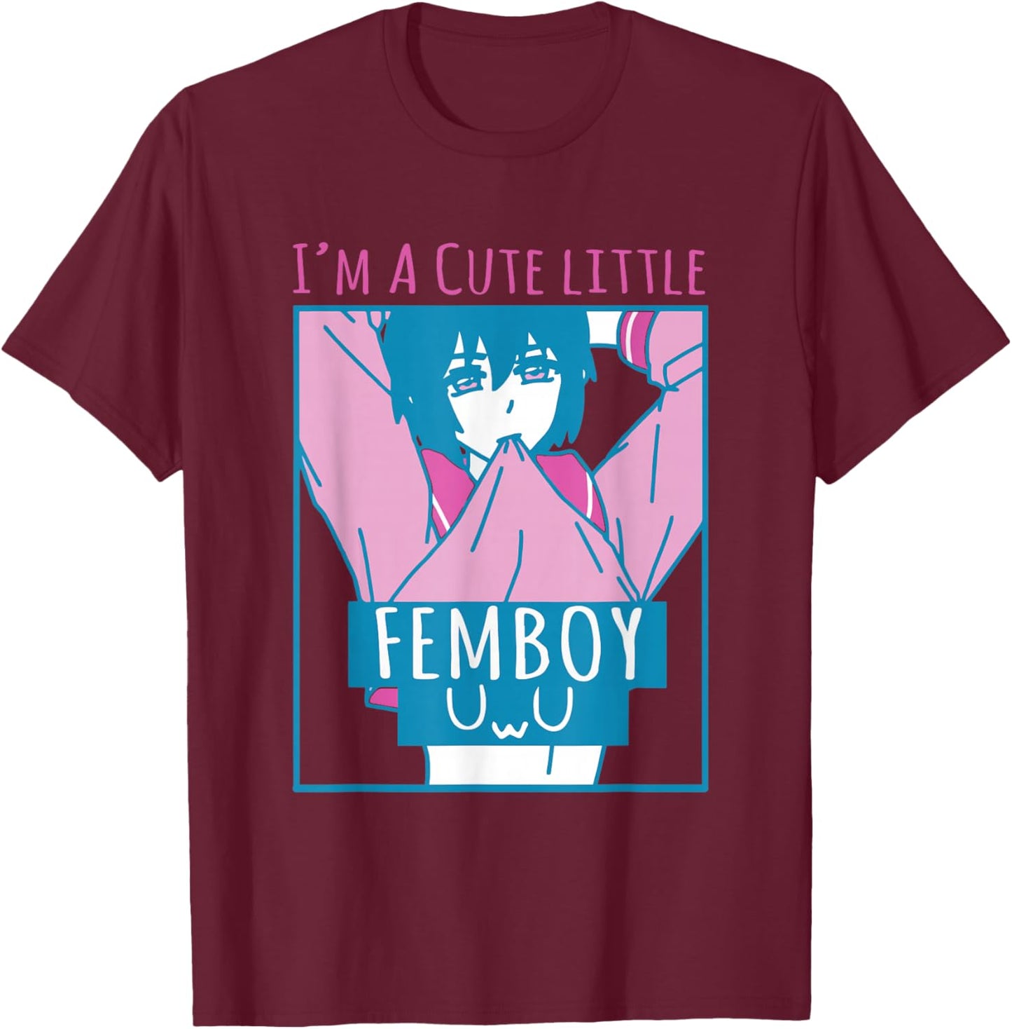Cute Little Femboy Aesthetic Sissy Cute Femboy Anime T-Shirt - T-Shirt | Maroon