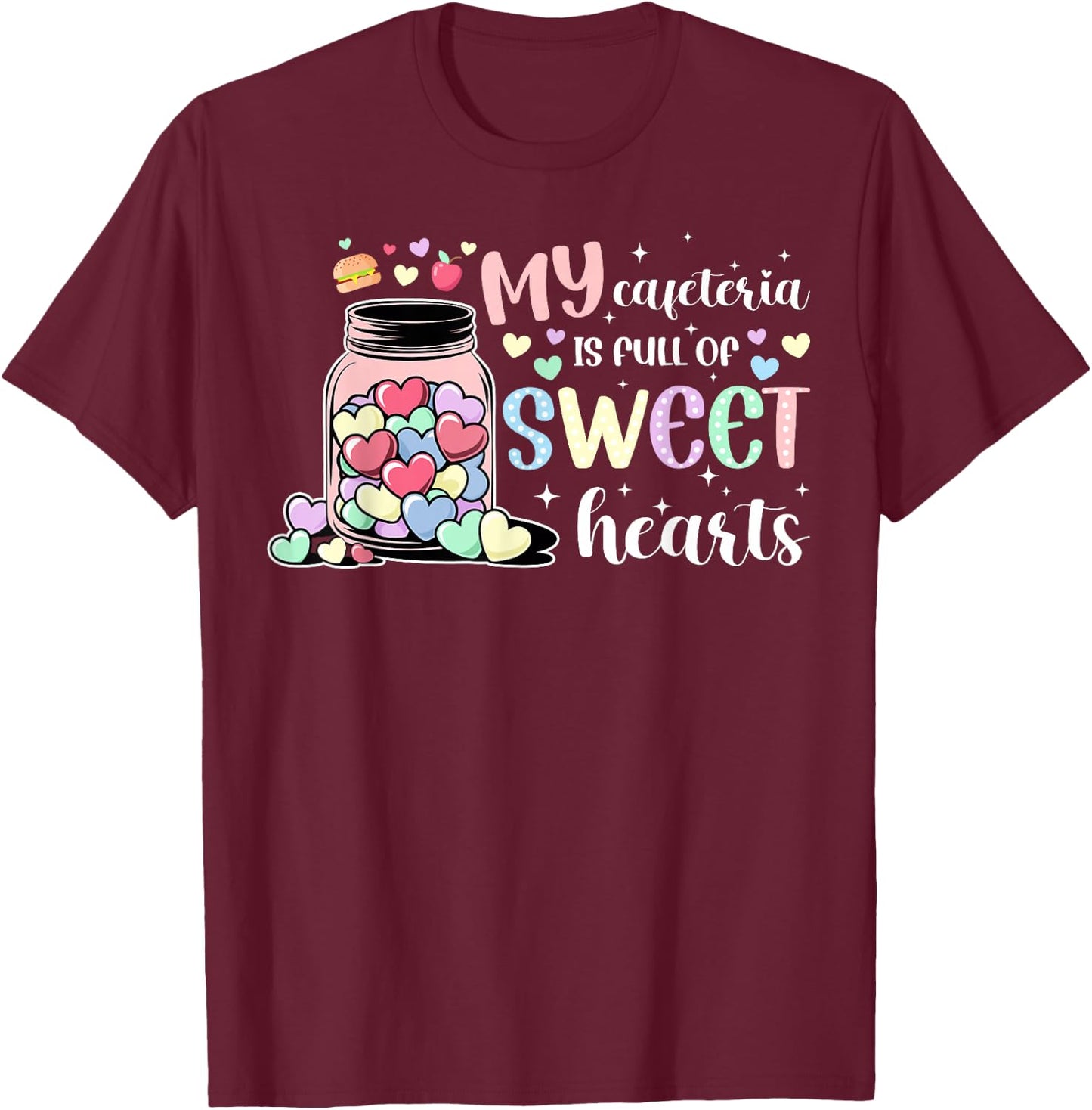 Lunch Lady Valentine Lunch Ladies Valentines Day T-Shirt - T-Shirt | Maroon