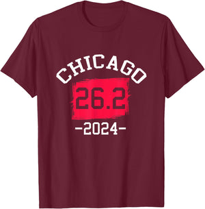 Chicago 26.2 2024 Marathon Running Runner T-Shirt - T-Shirt | Maroon