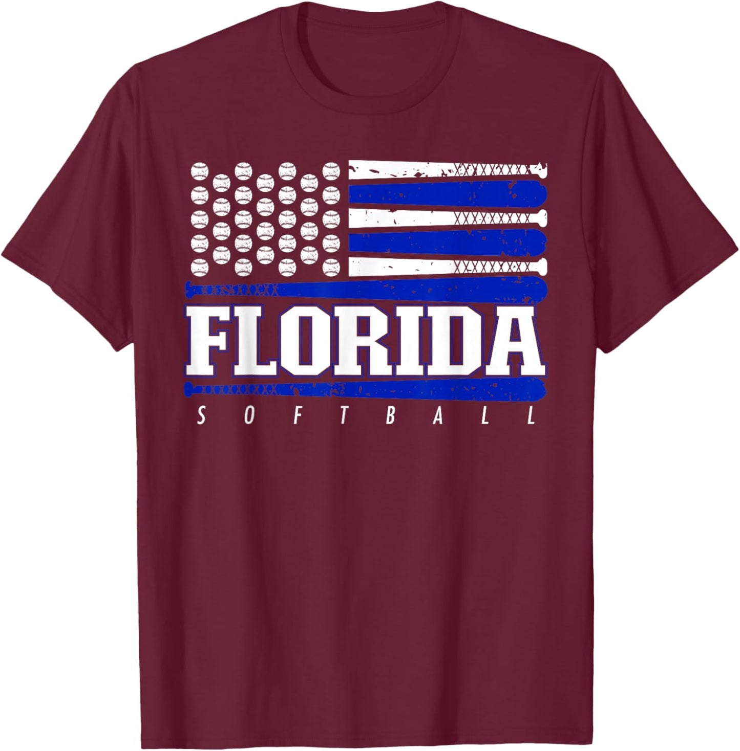 Florida Softball Vintage Kids Team Retro Softball Fan T-Shirt - T-Shirt | Maroon
