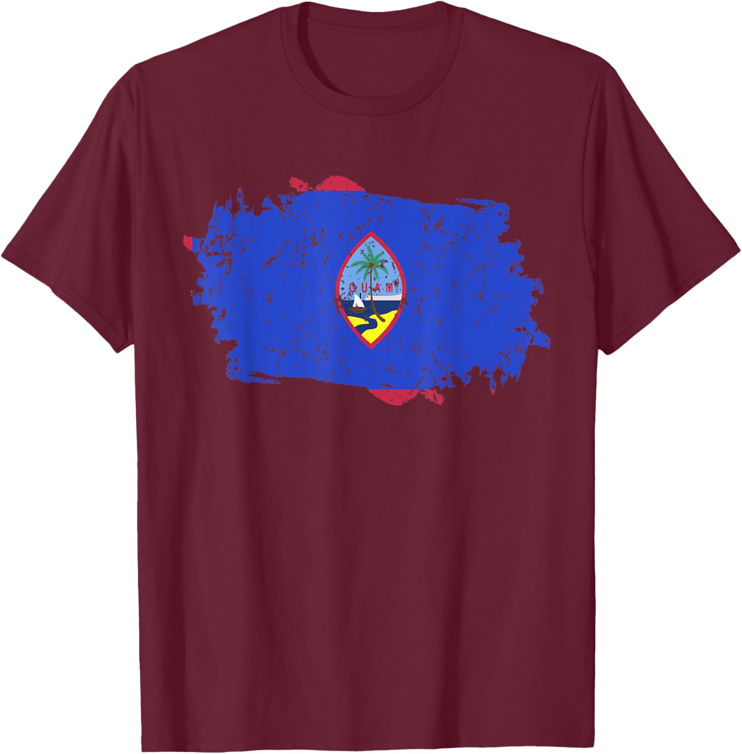 Guam Flag Design Grunge Country Flag Guam T-Shirt - T-Shirt | Maroon
