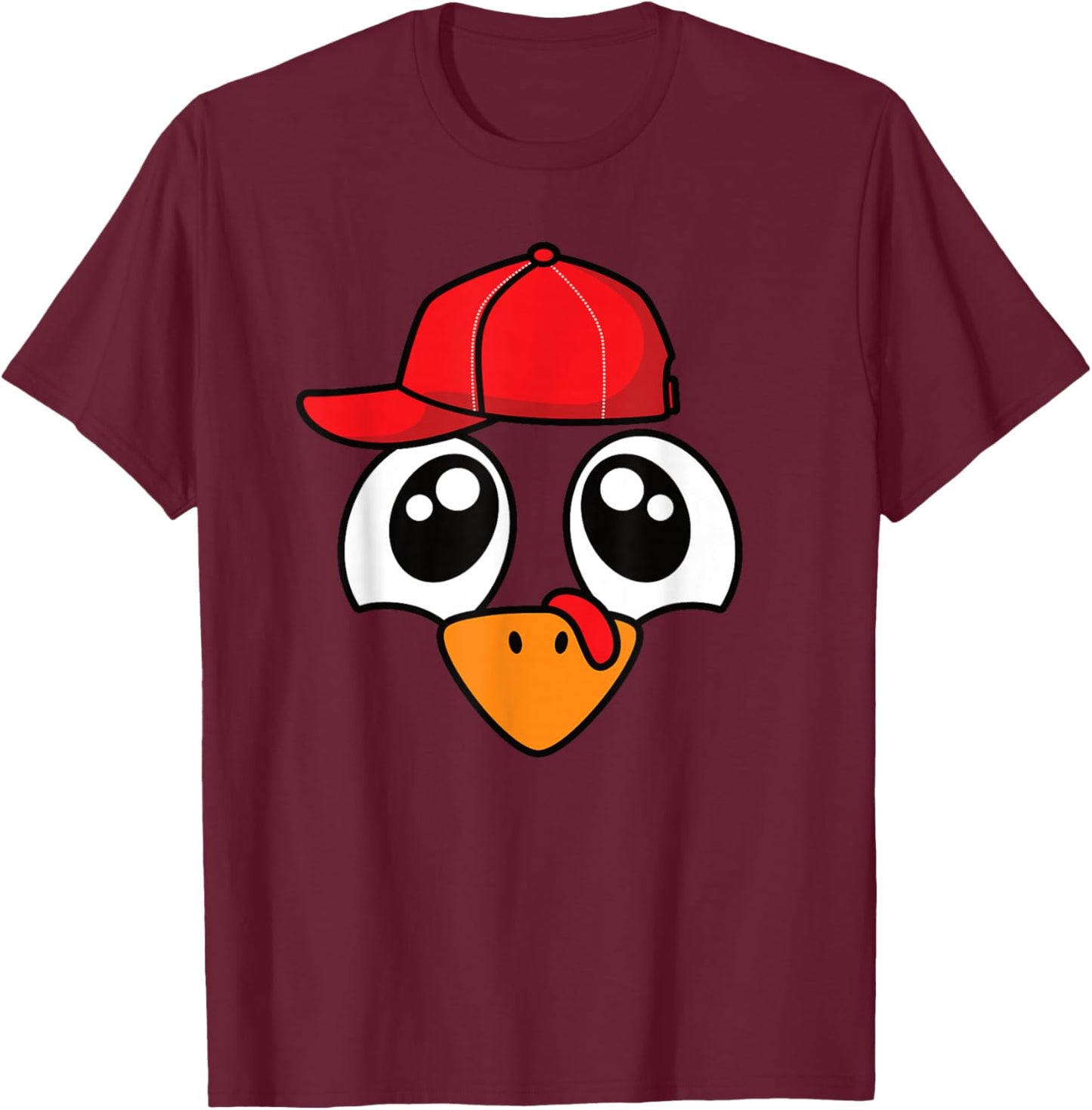 Funny Thanksgiving Turkey Face Men Boys Kids T-Shirt - T-Shirt | Maroon