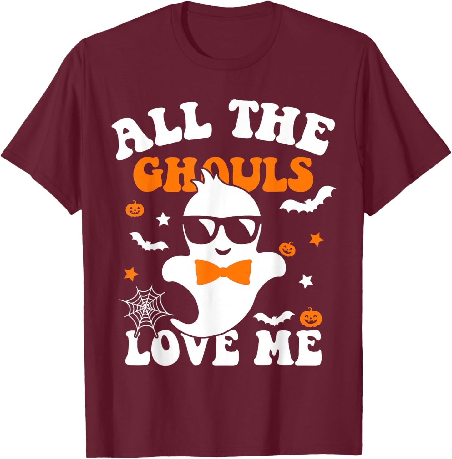 Halloween All The Ghouls Love Me Ghost Kids Boys Halloween T-Shirt - T-Shirt | Maroon