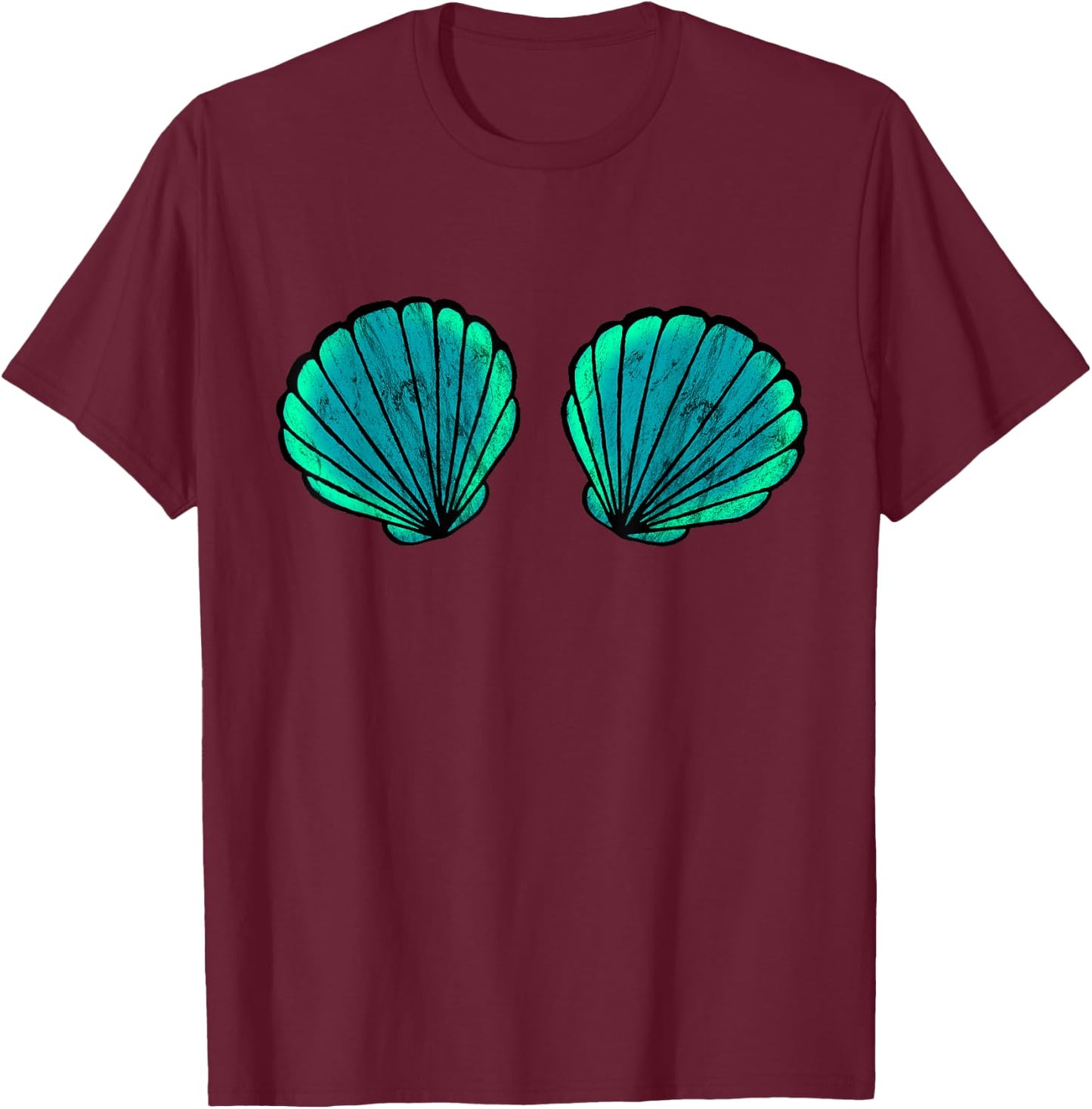 Shell Mermaid Brassiere Bikini Bra Shell T-Shirt - T-Shirt | Maroon