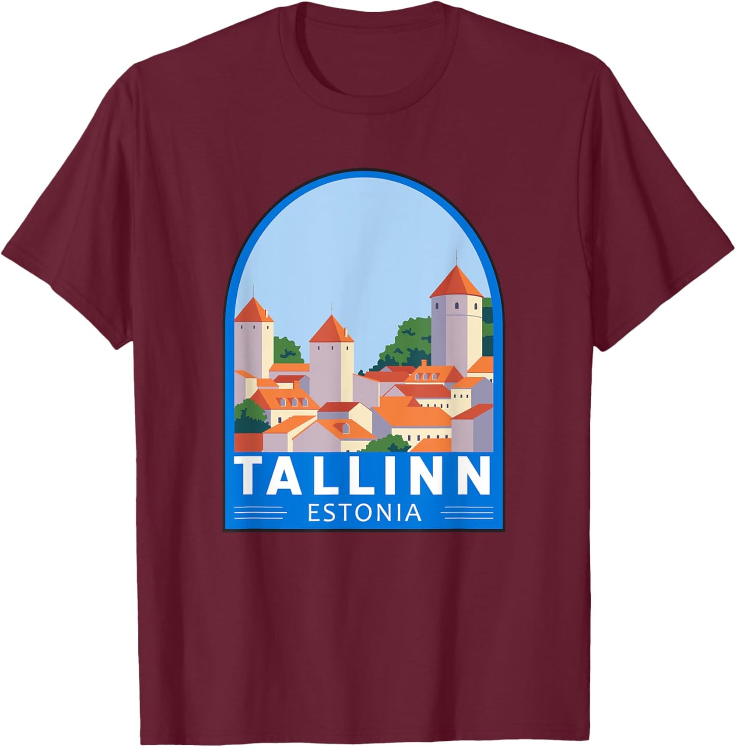 Tallinn Estonia Retro Emblem Vintage T-Shirt - T-Shirt | Maroon
