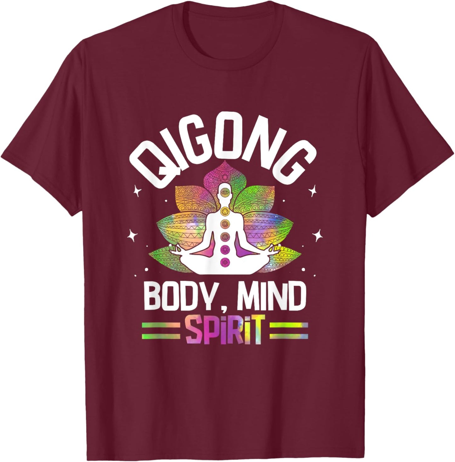 Body Mind Spirit Qigong Chinese Meditation T-Shirt - T-Shirt | Maroon
