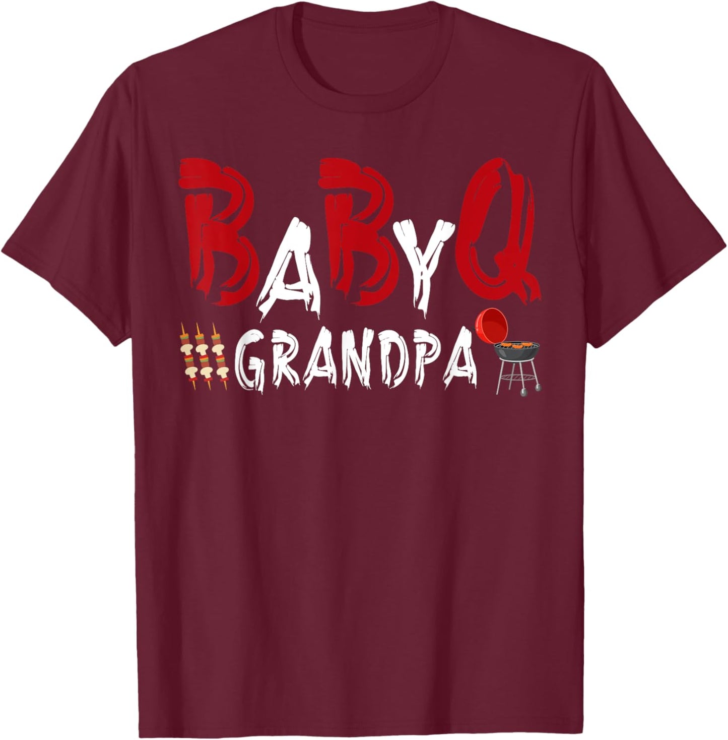 Grandpa Baby BBQ Shower Themed Family Matching Barbecue T-Shirt - T-Shirt | Maroon