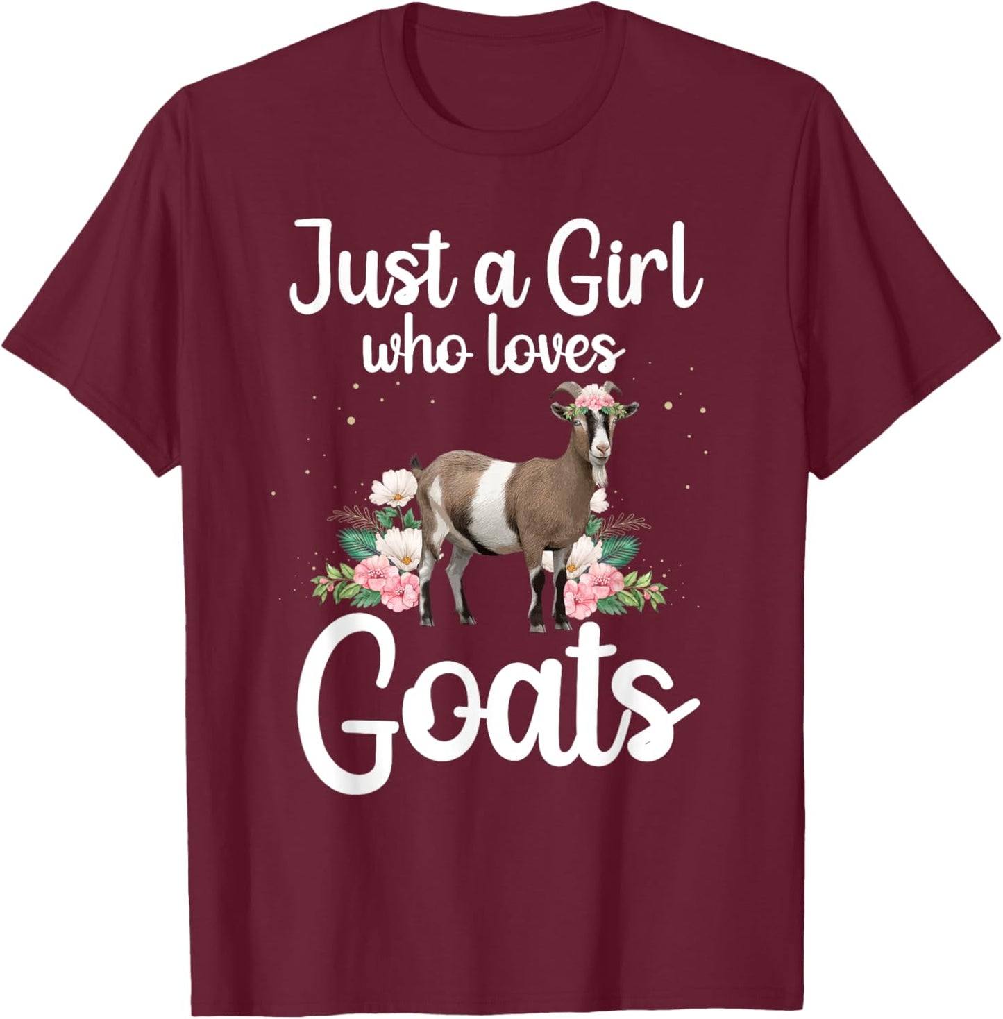 Cool Goat Art Girls Goat Farmer Pygmy Goat Lover T-Shirt - T-Shirt | Maroon
