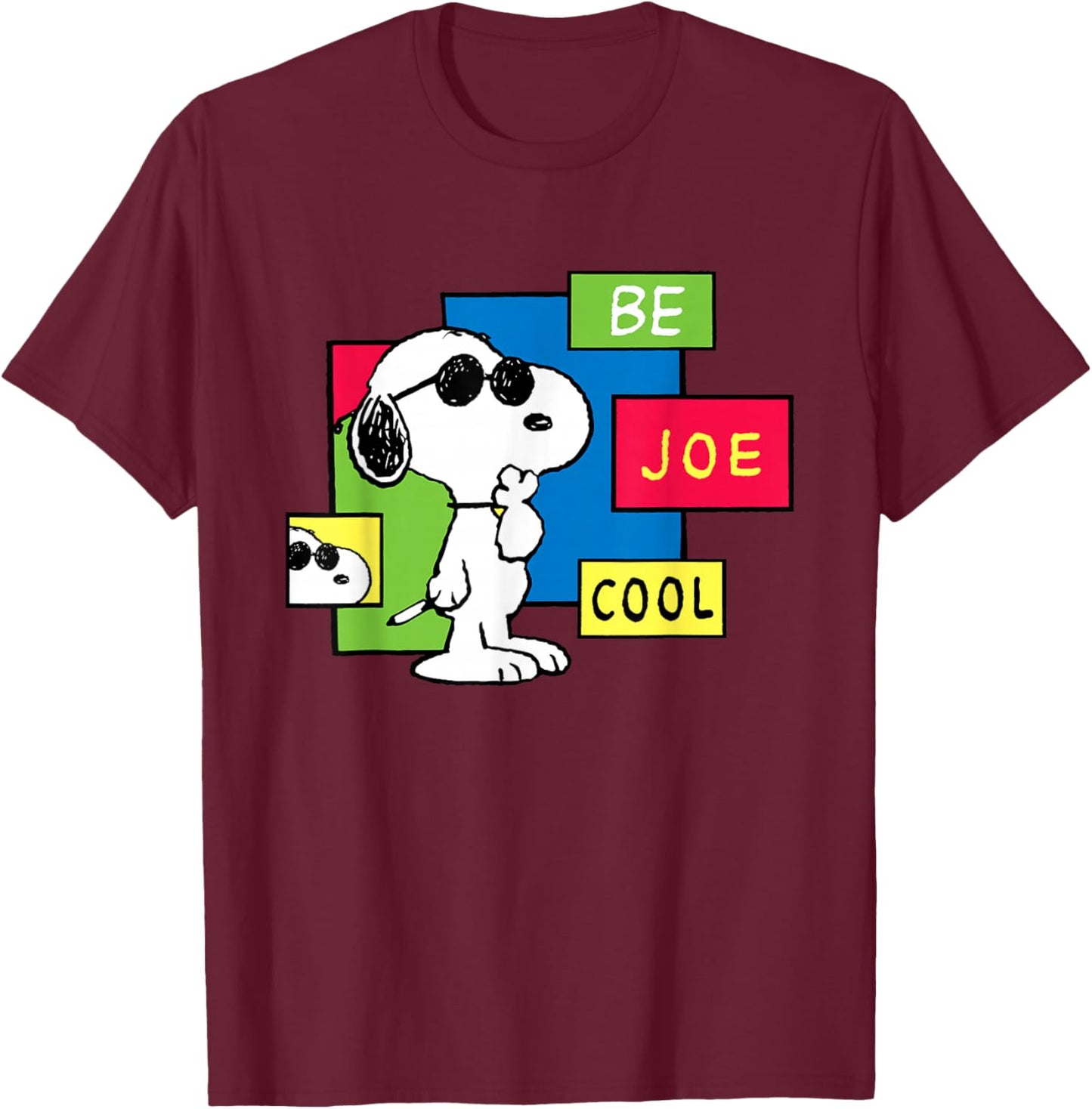 Peanuts Be Joe Cool Snoopy T-Shirt - T-Shirt | Maroon