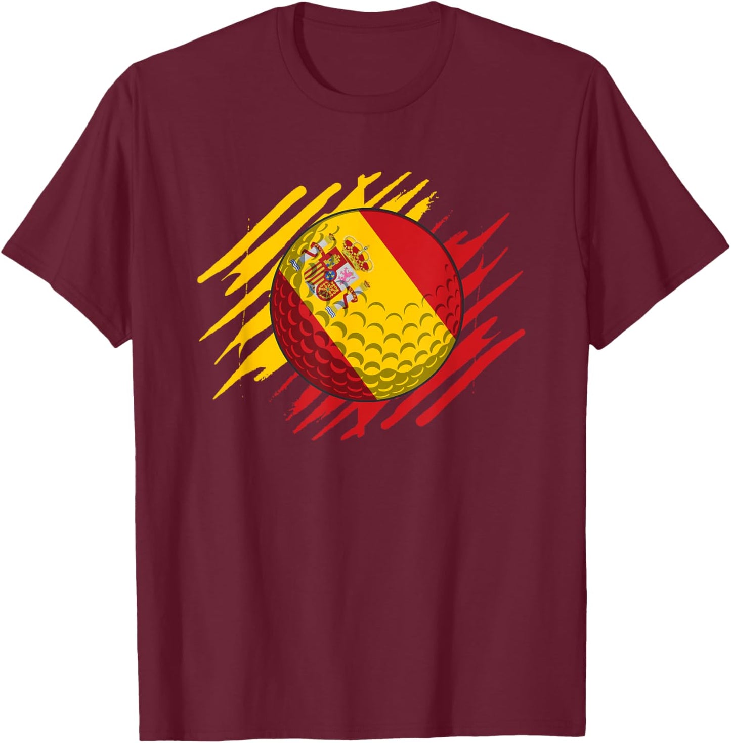 Golf Ball With The Flag Of Spain T-Shirt - T-Shirt | Maroon