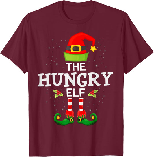 The Hungry Elf Christmas Family Matching Pajama T-Shirt - T-Shirt | Maroon
