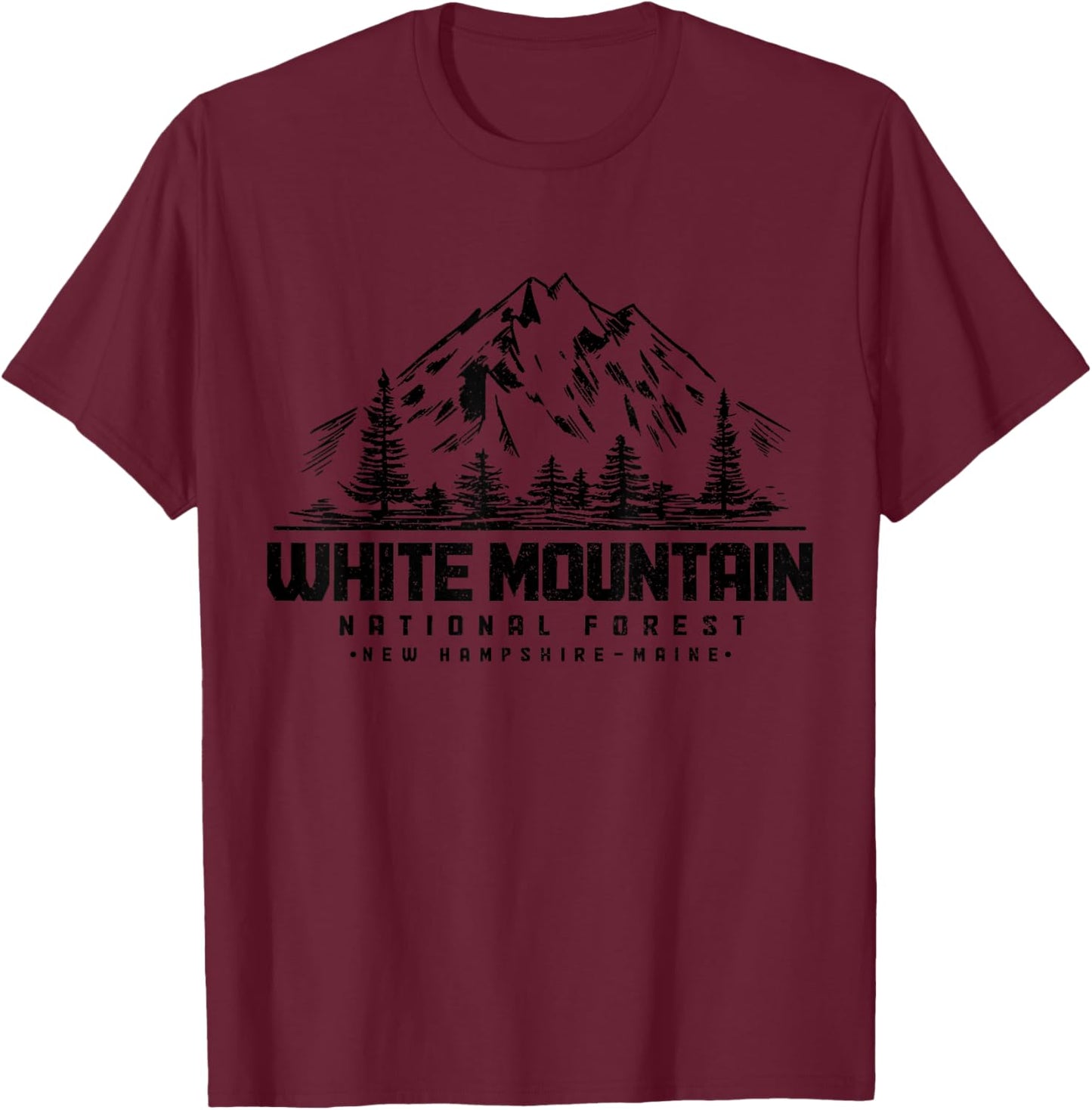 White Mountain National Forest New Hampshire Maine Vintage T-Shirt - T-Shirt | Maroon