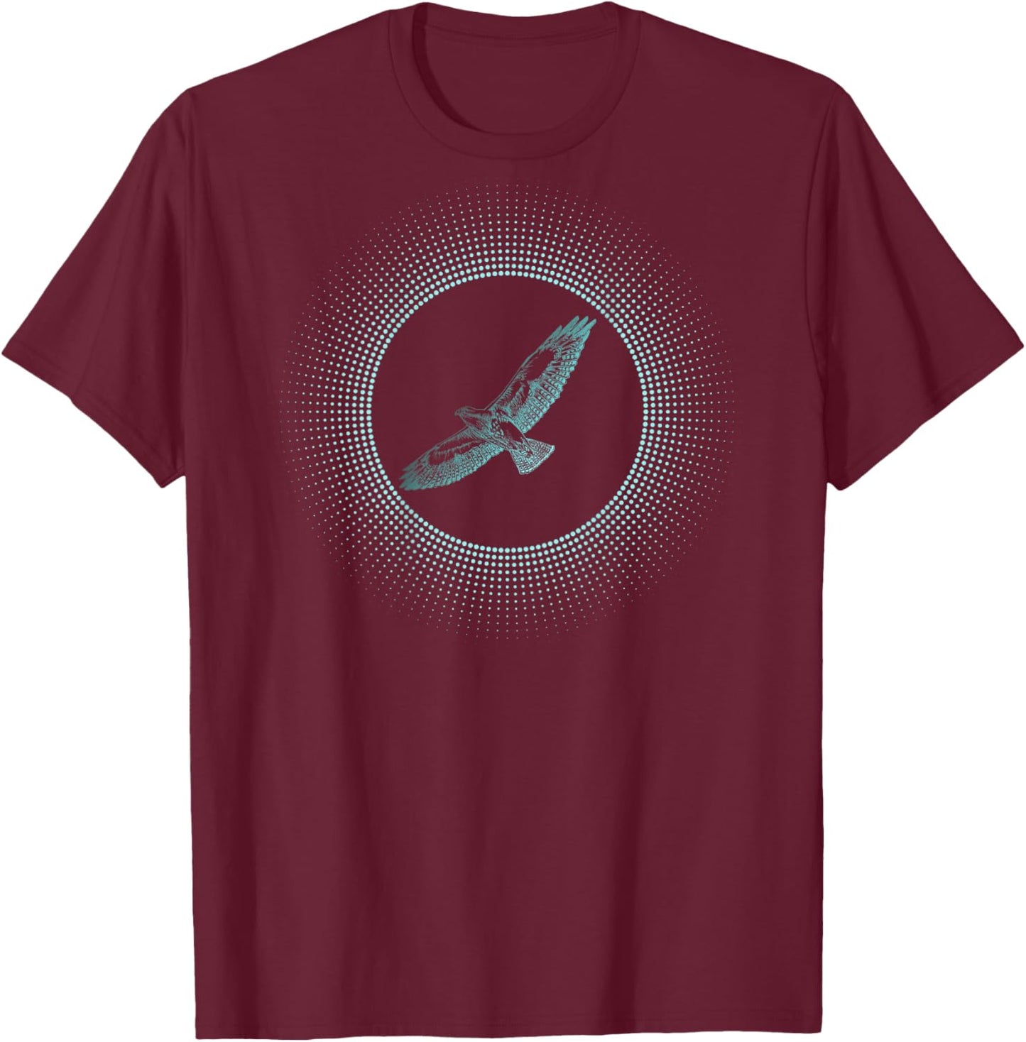 Tony Anderson Designs Hawk Invert - -Adults, Kids - Black - Short Sleeve - Classic Fit - Polyester 100% - Bird Print Design T-Shirt - T-Shirt | Maroon