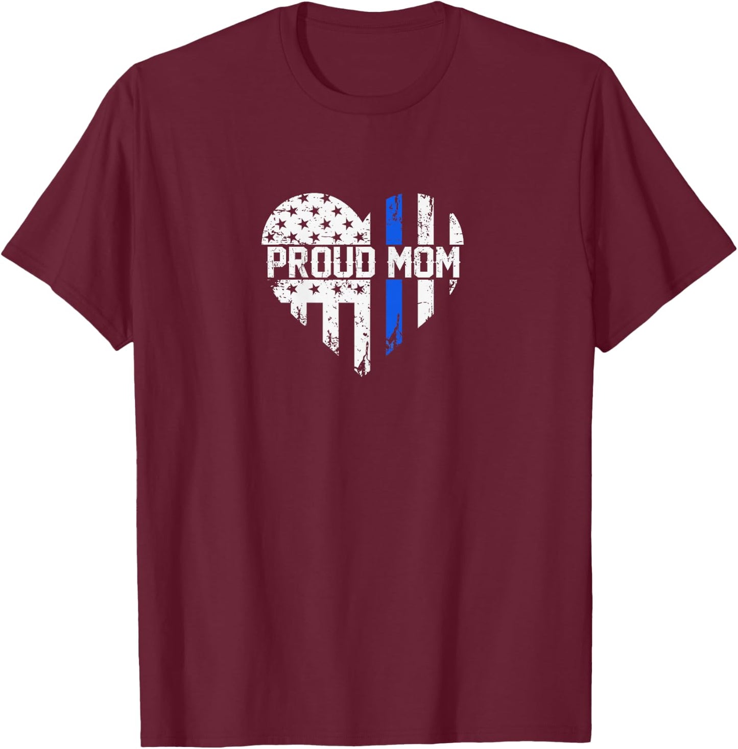 Thin Blue Line proud mom cop mom police officer mom T-Shirt - T-Shirt | Maroon