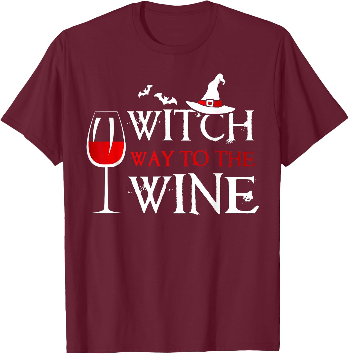 Halloween Drinking Shirt Witch Way To The Wine T-Shirt - T-Shirt | Maroon