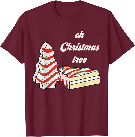 Oh Christmas Tree Cakes Debbie Funny Christmas Snack Cake T-Shirt - T-Shirt | Maroon